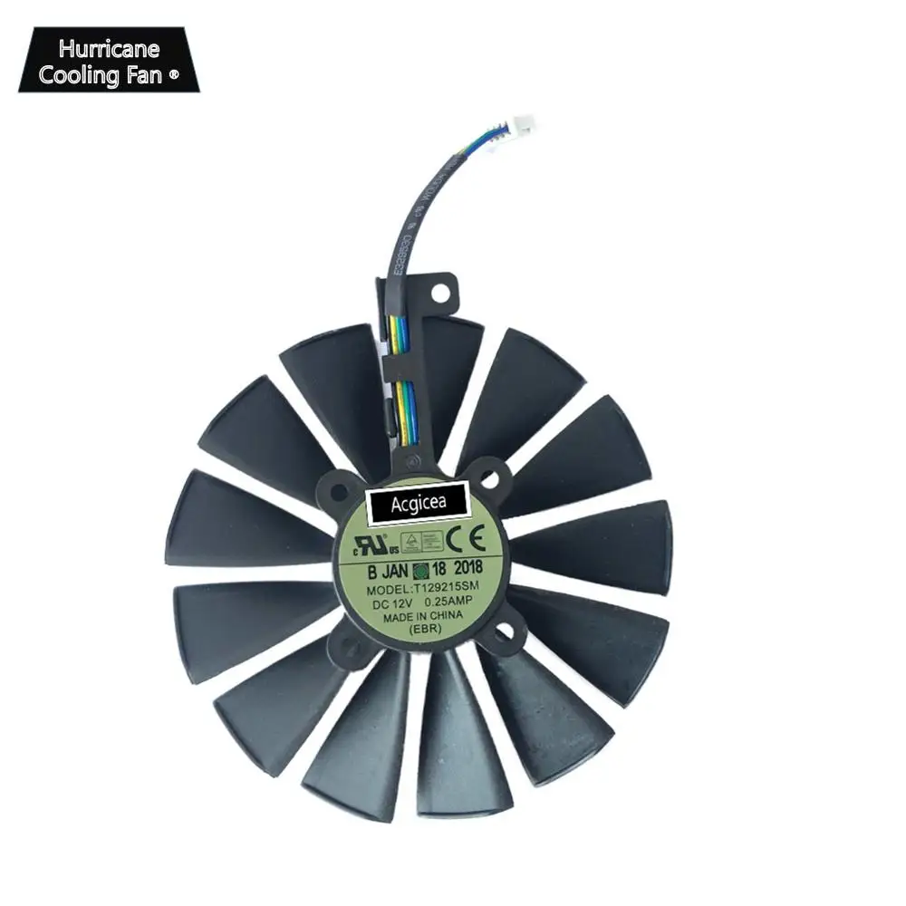 1 Pieces 95 мм T129215SM 4Pin 12V Графика карта вентилятор для ASUS STRIX GTX 1050 1050Ti 1070Ti 1080Ti RX 470 570 580 RX470 RX570 RX580 кулер - Цвет лезвия: 1 Pieces