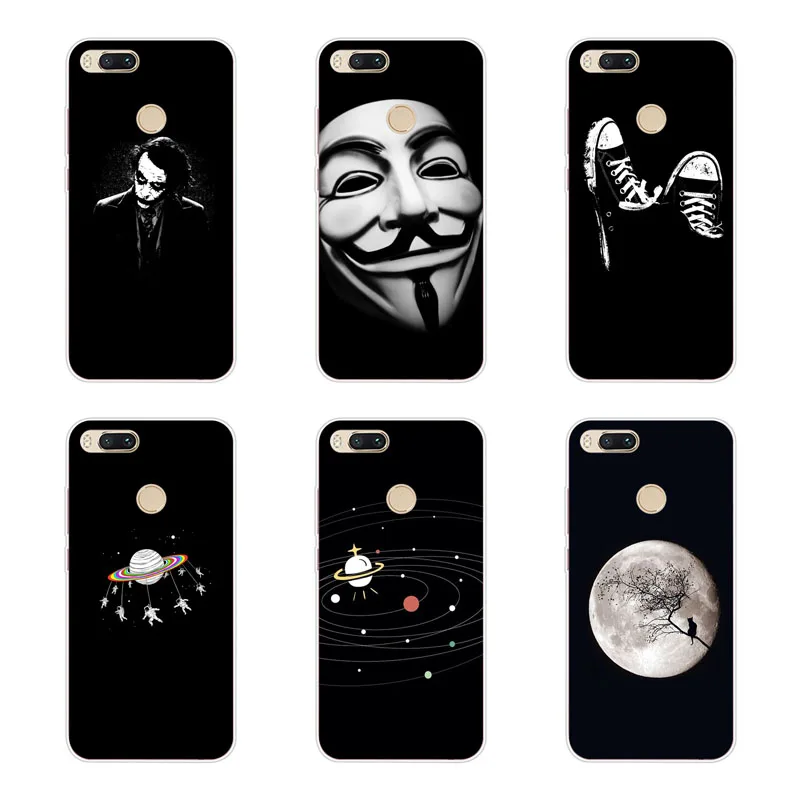 xiaomi mi A1 5X Case Silicon Black graffiti Painting Soft TPU Back Cover for MI Protect Phone cases shell |