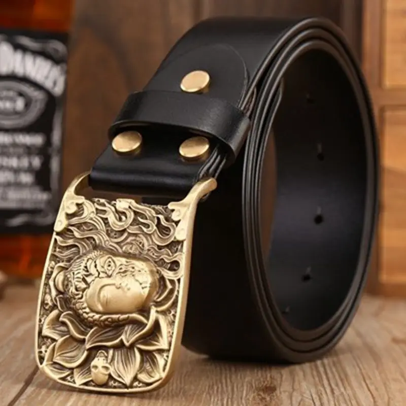 Ремень мужской из натуральной кожи с пряжкой латуни в стиле кэжуал|belt for men|designer