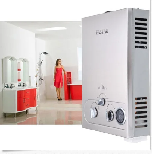 (Ship from EU) Water Heater Electric Shower Rushed 12l Lpg Propane Gas Hot Water Tankless Instant Boiler Stainless Lcd Ce