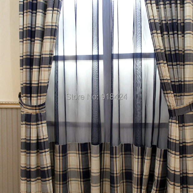 Бесплатная обработка как на картинке Размер: 1 5*2 7 м шторы синие льняные сетки