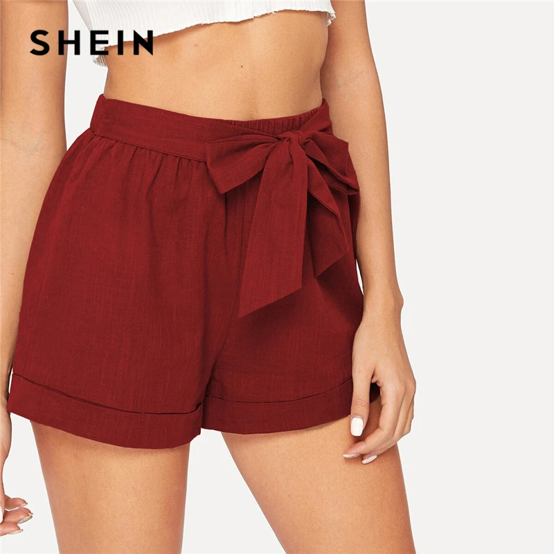 Модные летние шорты с эластичным поясом для фитнеса SHEIN, армейский зеленый цвет, средняя талия