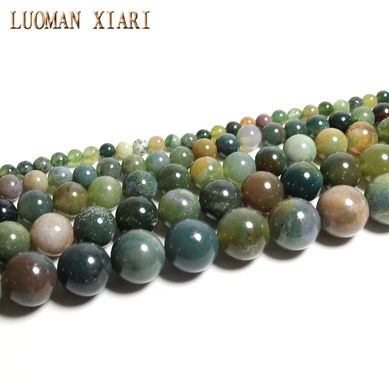 

Бусины LUOMAN XIARI из натурального индийского агата, круглые камни, материал для браслета ожерелья, нить 6/8/10/12 мм, 15 дюймов