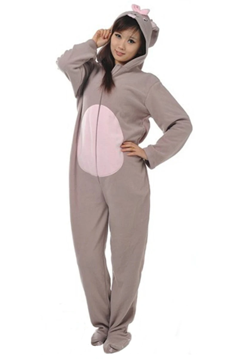 Новинка Пижама унисекс с животными для взрослых Милая серыми кроликами косплея