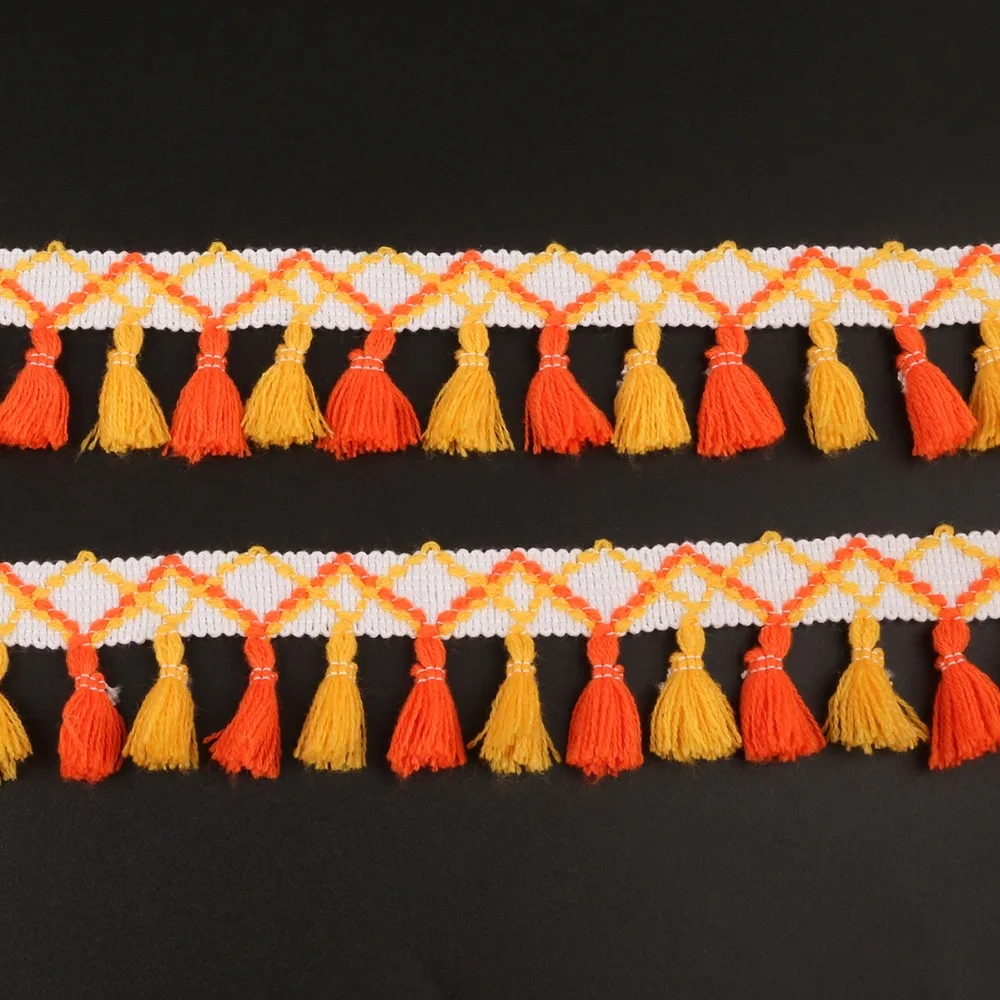 2 ярдов/партия 45 мм Ширина DIY кружевная бахрома с кисточками хлопковая этническое
