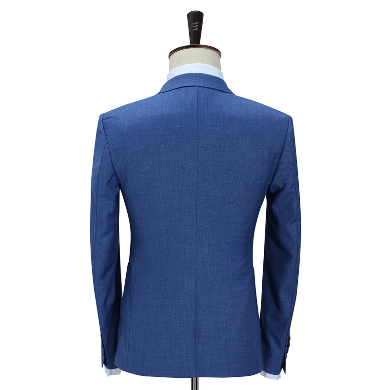 Slim Fit Для мужчин костюмы для свадьбы одной кнопки темно синий светло голубой s