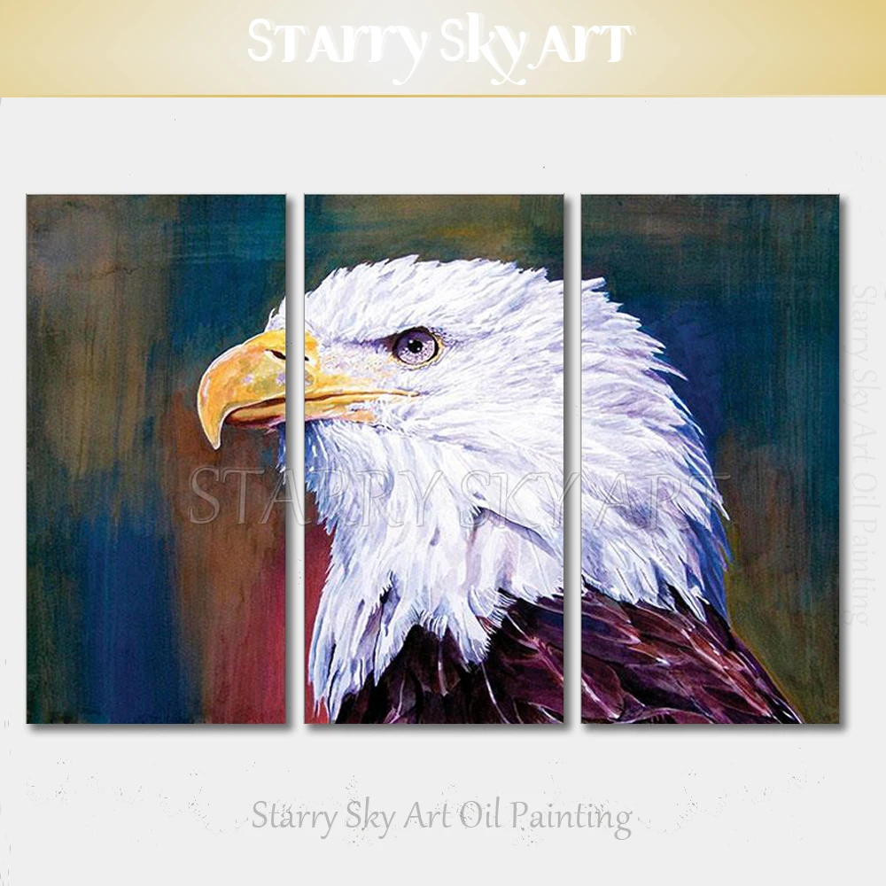 

Artist Hand-painted High Quality American Bald Eagle Oil Painting on Canvas 3 Pieces Set American Bald Eagle Bird Oil Painting
