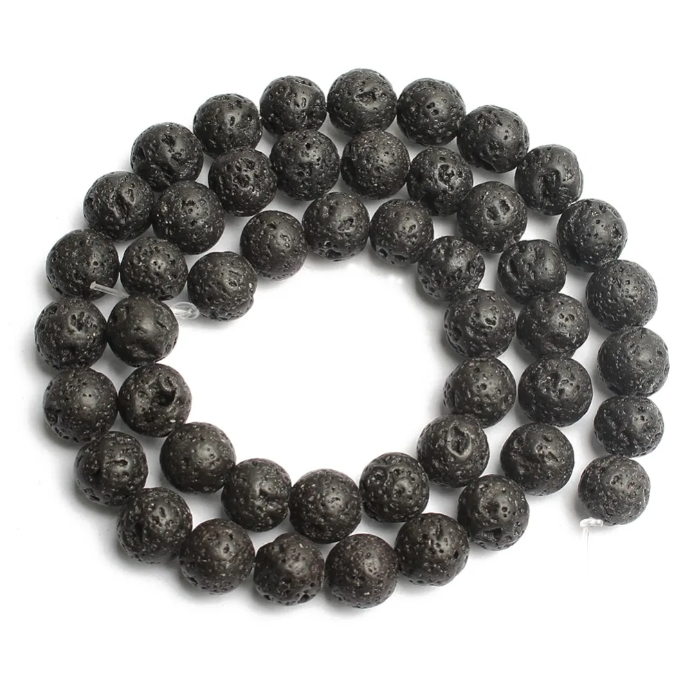 Wholesale 4/6/8/10/12mm Natural Black Volcanic Lava Stone Round Beads 15.5&quot Pick Size For Jewelry Making DIY Bracelert | Украшения и