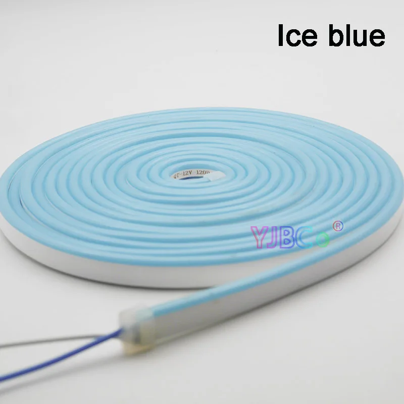 Ice blue 5 м 12 В постоянного тока гибкая светодиодная лента неоновая лента SMD 2835 Мягкая Веревка свет бар 120 светодиодов/м силиконовая резиновая трубка Открытый водонепроницаемый свет - Испускаемый цвет: Ice blue