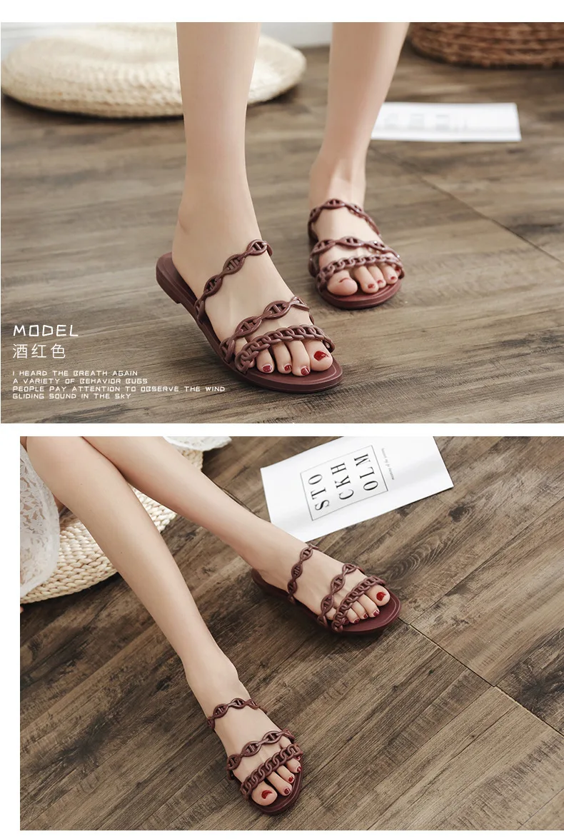 Новинка; женские шлепанцы; сезон лето; круглая пряжка; chaussures femme; обувь с песком; коллекция года; Римский стиль; Прозрачные Пляжные сандалии на платформе для сада