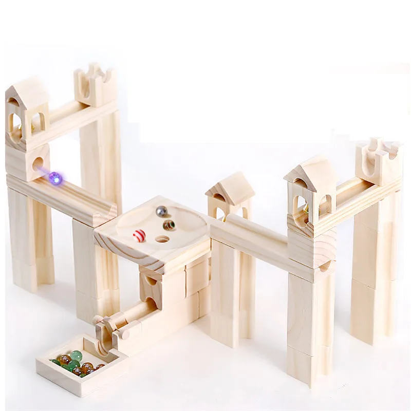 

80 шт. деревянные мраморные трековые блоки Diy труба мяч игрушка архитектура строительные блоки оригинальные и забавные подарки детям Brinquedo ...