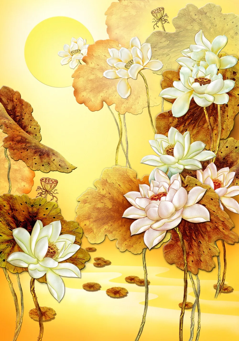 3D шторы листья лотоса затемненные жалюзи Элитные занавески для гостиной