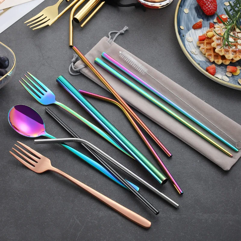 7 шт. набор серебряных изделий из нержавеющей стали экологически чистые столовые