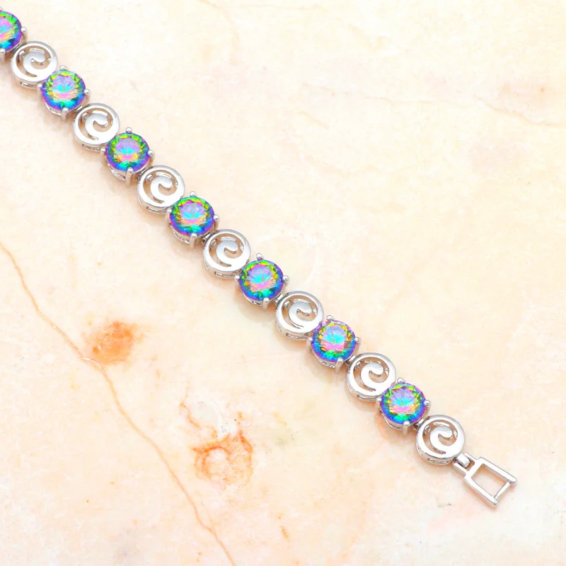 Женский серебристый браслет со вставками из мистического циркония TB892A |