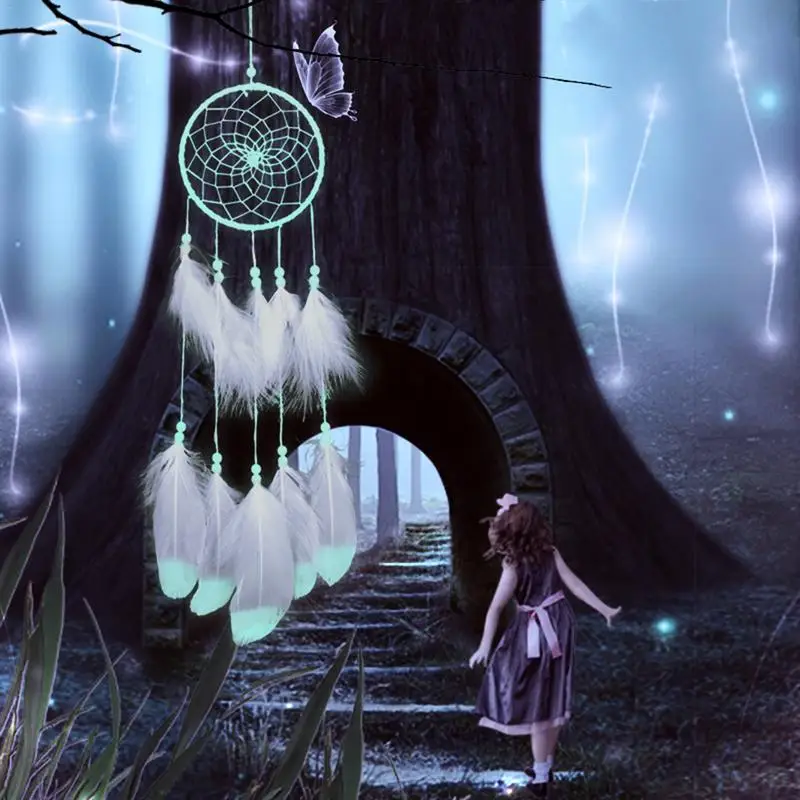 Белые перья зеленый флуоресцентный Ловец снов домашние Подвесные Украшения