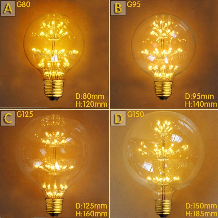 G80 G95 G125 2W LED Bombilla Edison лампа E27 винтажная лампочка лампа Эдисона Ретро лампа Ampoules Decoratives