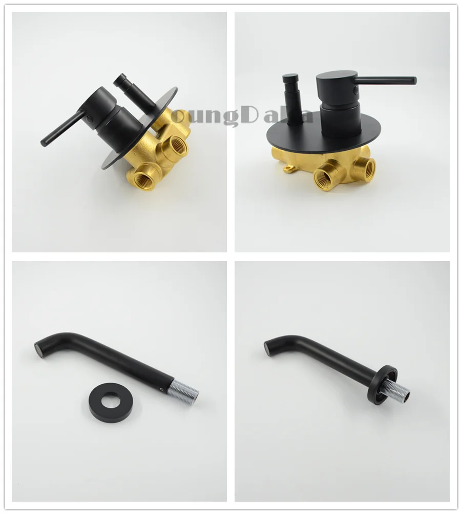 Латунный черный 8-дюймовый круглый душевой набор с насадкой для душа ванной