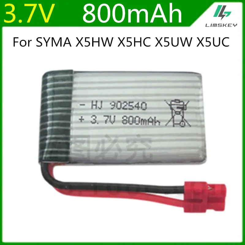 Аккумулятор Lipo 3,7 в 800 мАч для Syma X5HC X5HW X5UW X5UC, запасные части для квадрокоптера 3,7 в 800 мАч, аксессуары для радиоуправляемой камеры, дрона