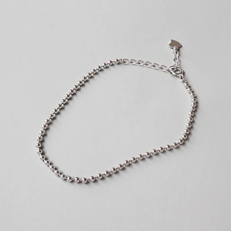 Bead Chain F.I.N.S корейский стиль минимализм 2 мм змеиная кость бусина коробка цепь чистого 925 пробы серебра шарм браслеты для женщин украшения - Окраска металла: Bead Chain