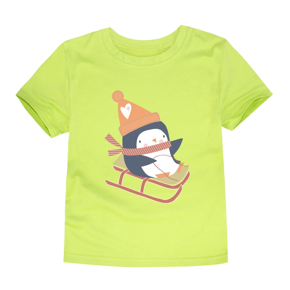 boys girls summer short sleeve cotton penguin t shirts kids tops baby clothing children tshirts for | Мать и ребенок