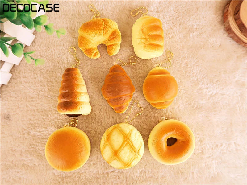 Decocase 1 шт. Kawaii японское аниме мягкий медленно поднимающийся брелок еда пекарня хлеб булочка тост медведь овца Шиба собака Телефон ремешок с подвеской