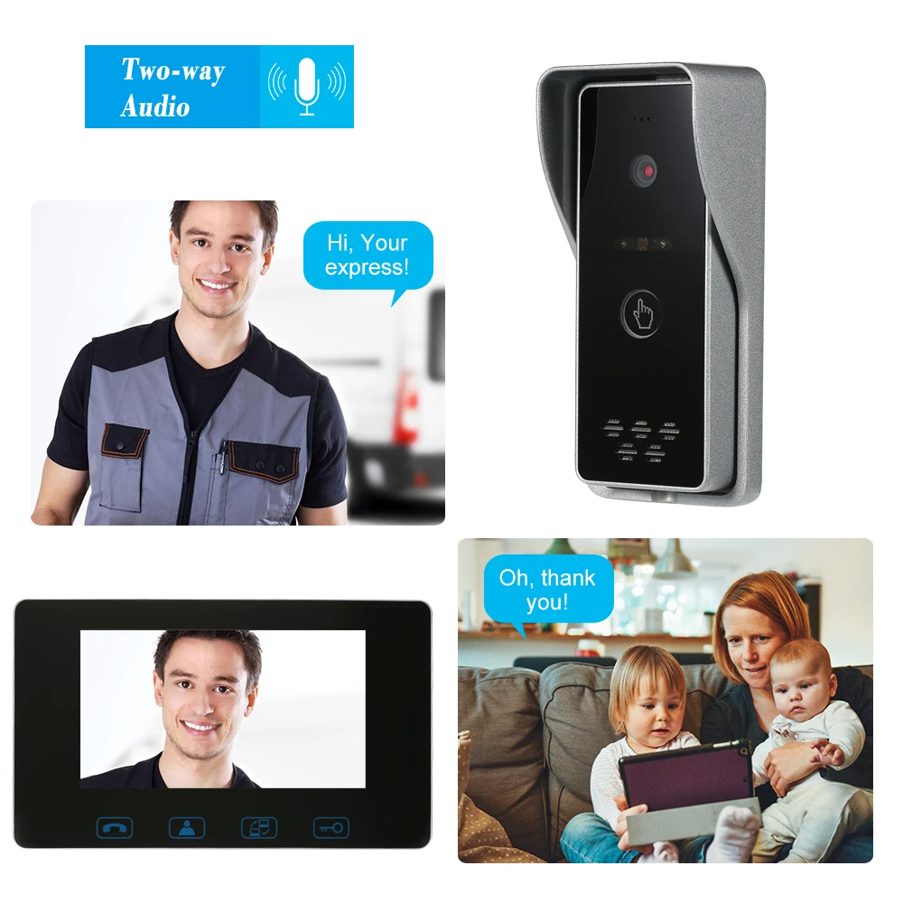 Phone Video Intercom Monitor Doorphone Camera Kits Support Unlock Monitoring Dual-Way Waterproof Wired Doorbell | Безопасность и