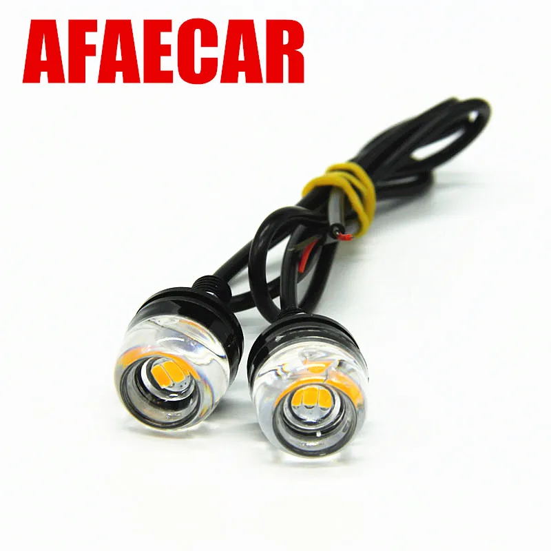 

AFAECAR 10pcs Car styling 18MM white amber Led Eagle Eye DRL Daytime Running Lights Source Backup