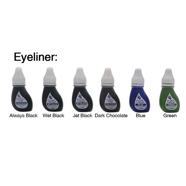 EYELINER (36PCS) 1 Набор,, США, Biotouch, чистый микропигмент, Перманентный макияж, чернила для татуажа, бровей, подводка для глаз, губ, пигмент, получите чистую уверенность - Цвет: EYELINER (36PCS)
