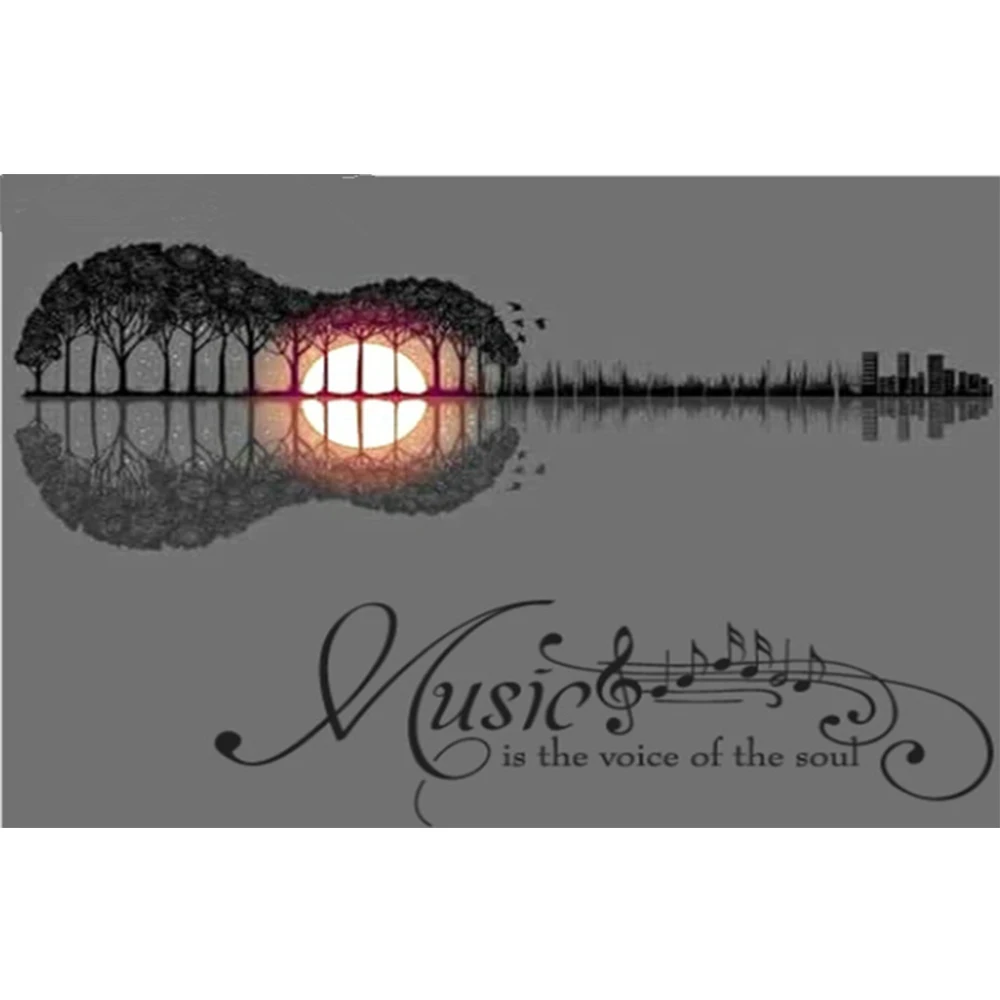 

Scenic Sunrise Diamond Painting Cross Stitch Violin notes Full Rhinestones Mosaic 5D Diamond Embroidery Icon Decor Painting F702