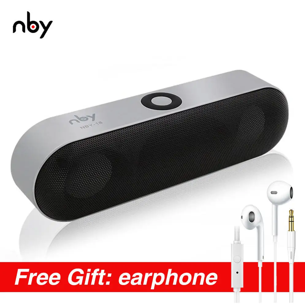 Silver Nby-18 портативный Bluetooth динамик с FM радио Беспроводной 3D стерео звук Динамик объемное звучание Системы музыкальная шкатулка открытый Динамик s - Цвет: Silver