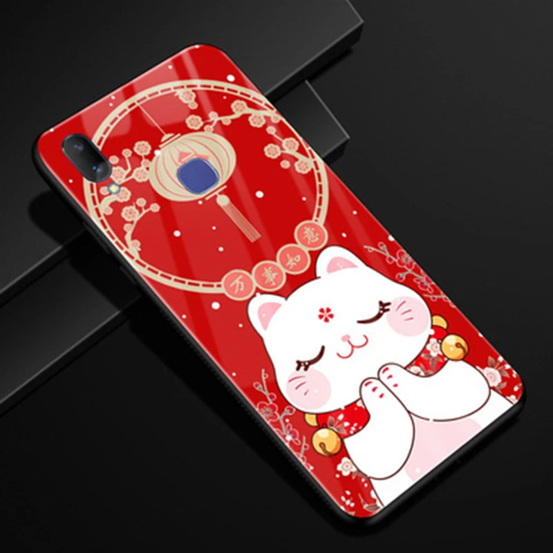 6 3 "для vivo Z3 Z3i V11i чехол Lucky cat мультяшный из закаленного стекла для телефона Z i V11