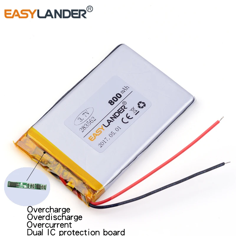 3.7v lithium ion rechargeable battery 283562 800mAh for the solar energy super thin | Электроника