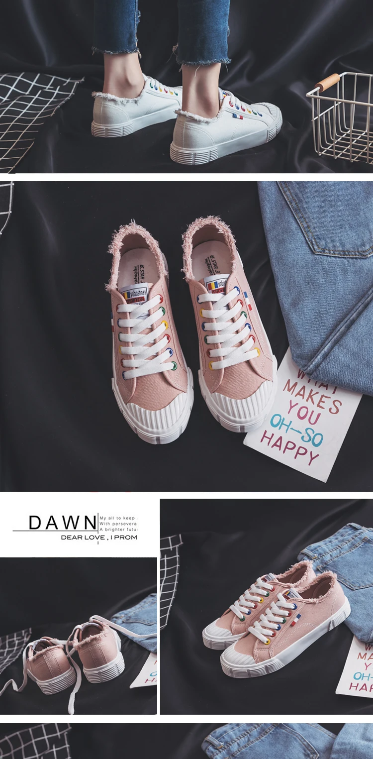 Женская белая парусиновая Обувь На Шнуровке; однотонные; Zapatillas Deportivas Mujer; Новинка года; модные кроссовки; весенняя обувь для студентов; Размеры 35-40