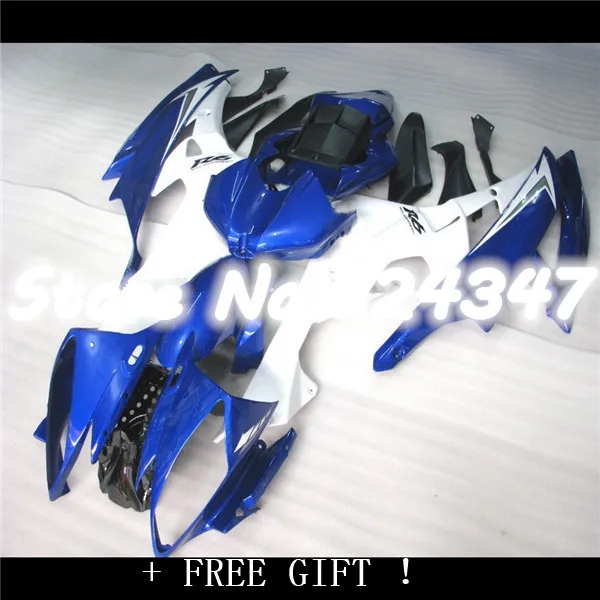B синий белый комплект + Корпус для YZFR6 YZF 600 06-07 R 6 06 07 глянцевый S9641 YZF600 YZF-R6 R6 2006 2007