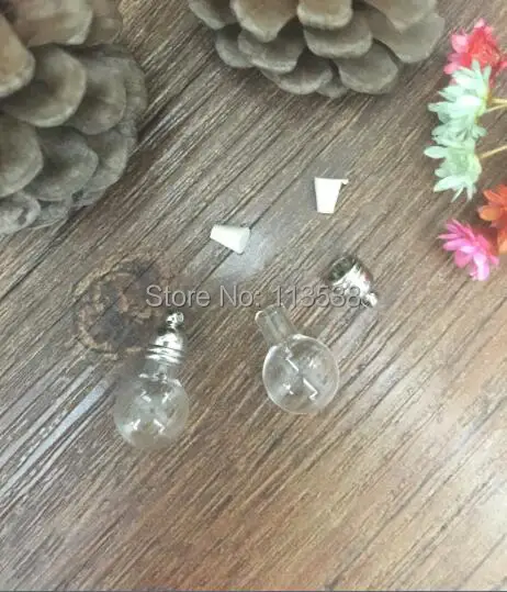 

100pcs/lot Vial Pendants MINI bottle with stopper metal cap glass ball pendant, miniature Personalized glass bottle