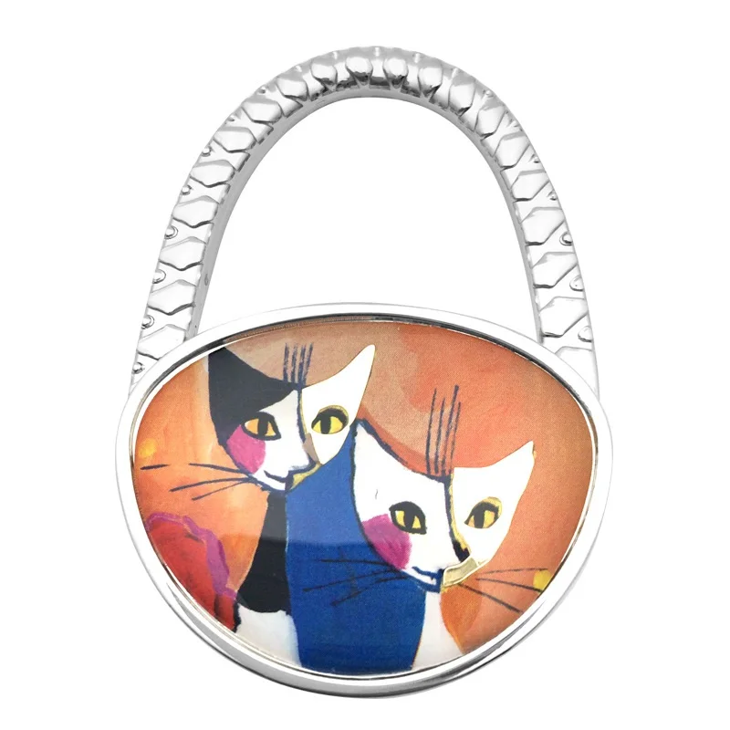 Мультяшная кошка шаблон металлическая складная сумочка кошелек плечо Tote крючок для стола