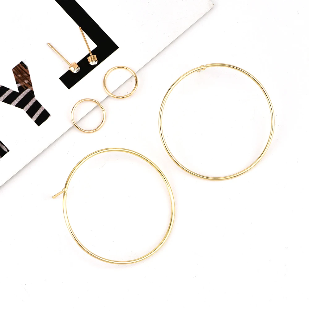 6 шт./компл. женские модные туфли в стиле панк Золотые круглые серьги вечерние