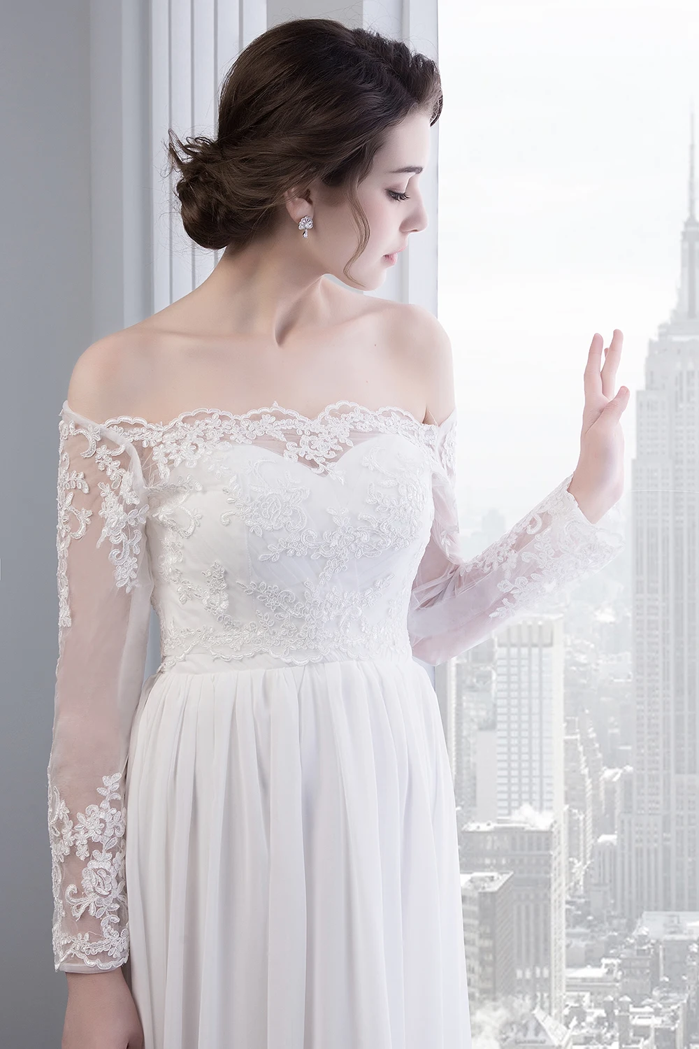Wejanedress 2017 цвета слоновой кости Длинные рукава торжественные платья с открытыми