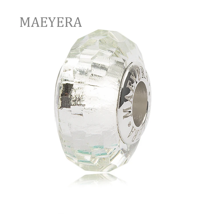 MAEYERA 925 Серебряные лампворк кристалл глянцевая серебряная фольга граненые бусины