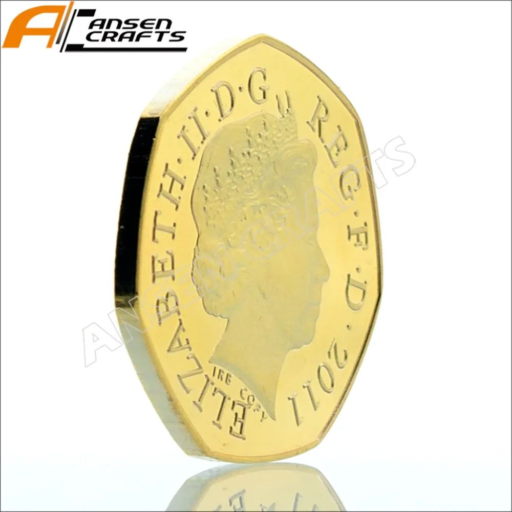 Kew сад 50 P Fifty Pence Elizabeth II EIIR II 2009 Британский посеребренный позолоченный Имитация монеты