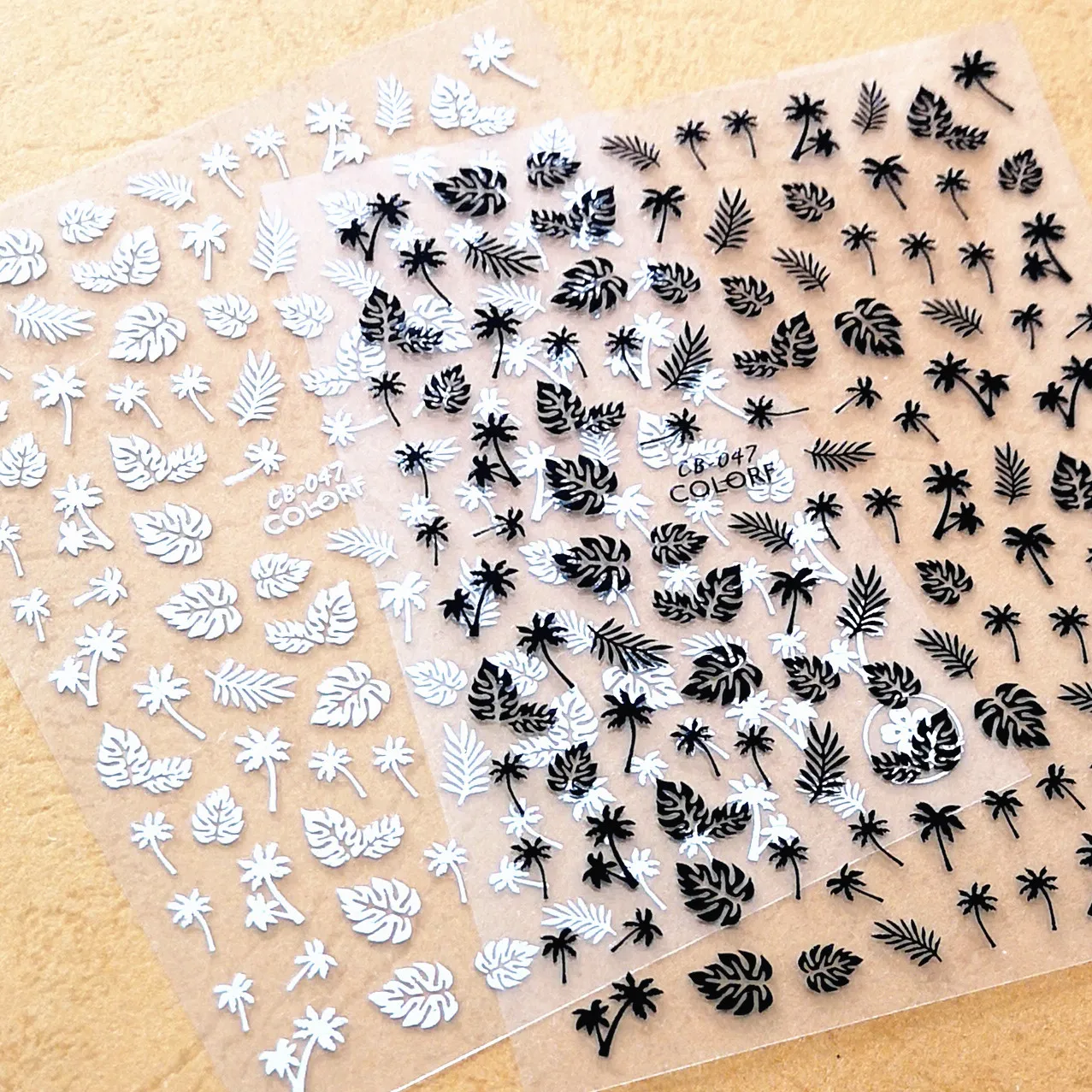 

Newest CB-47 summer coconut leaves design 3d nail sticker self adhesive DIY nail decal decorations for nail stamping