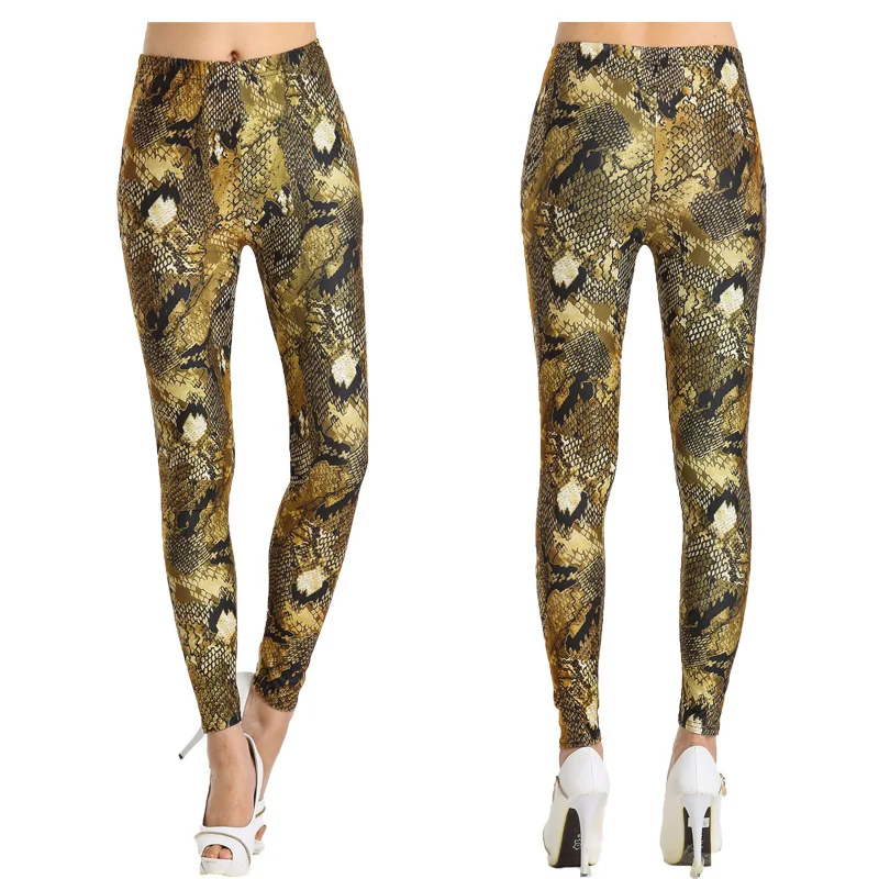 Женские леггинсы-карандаш в форме рыбьей чешуи черные облегающие штаны со