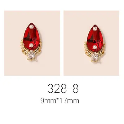 328-8 10pcs/lot super big luxury metal Nail art jewelry drop tears Rhinestone flower nails parts decorations Manicure Nail Accessories - Цвет: 328-8