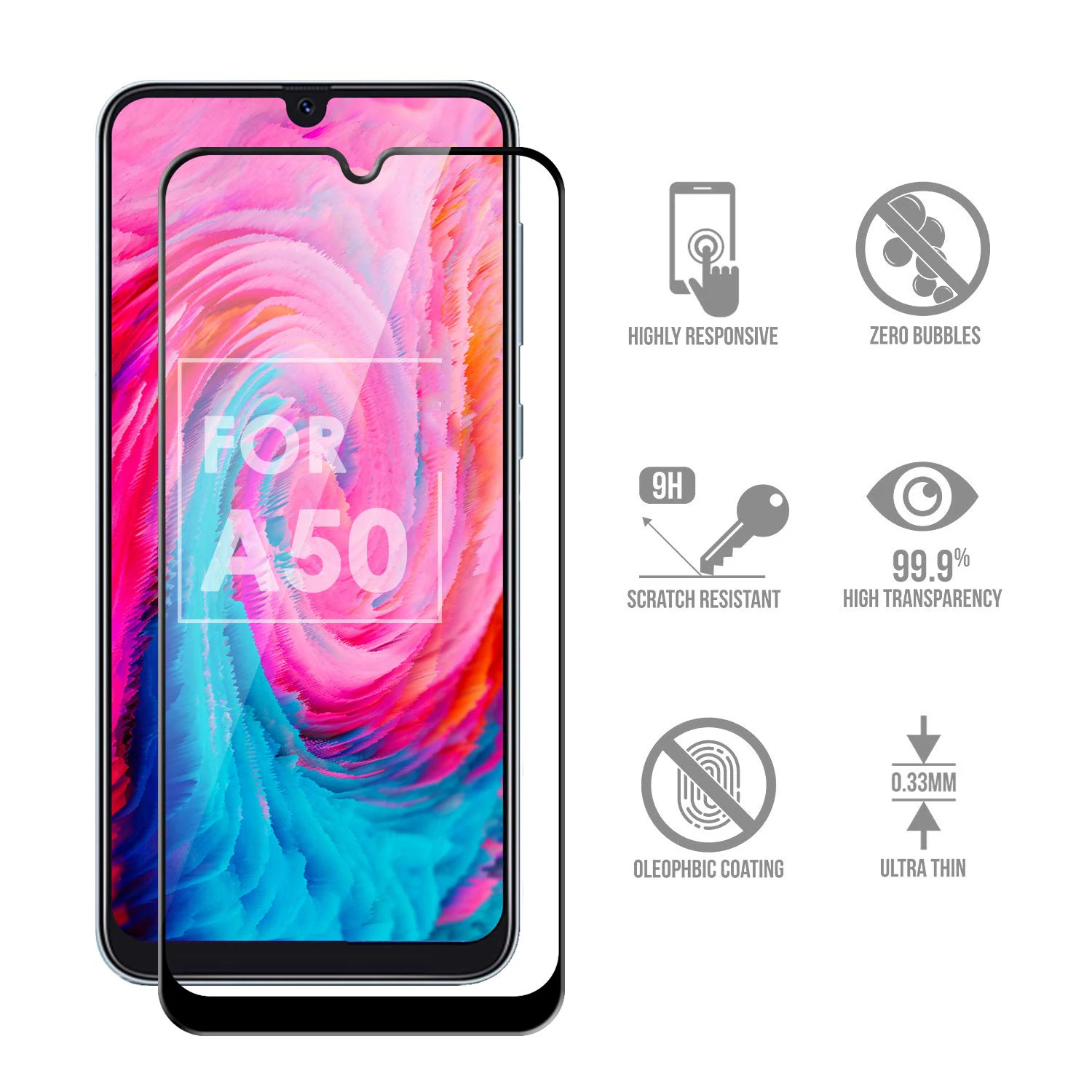 Закаленное стекло с полным покрытием для Samsung Galaxy A50 A505 A505F защита экрана на 2019 SM