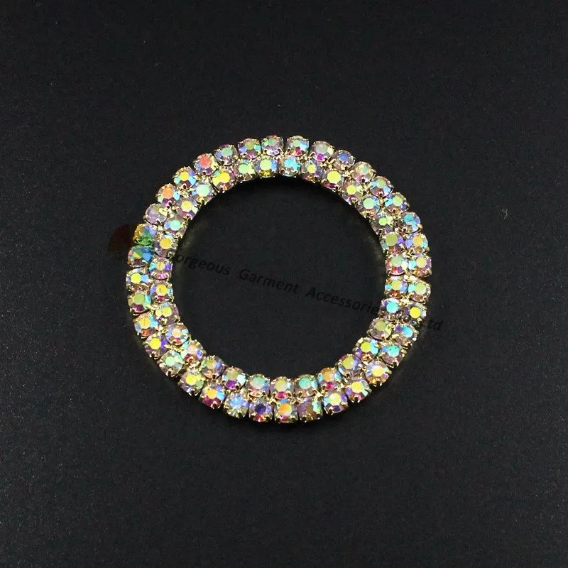 10 шт. 50 мм двойное кольцо с кристаллами AB Стразы круглой пряжкой для стула