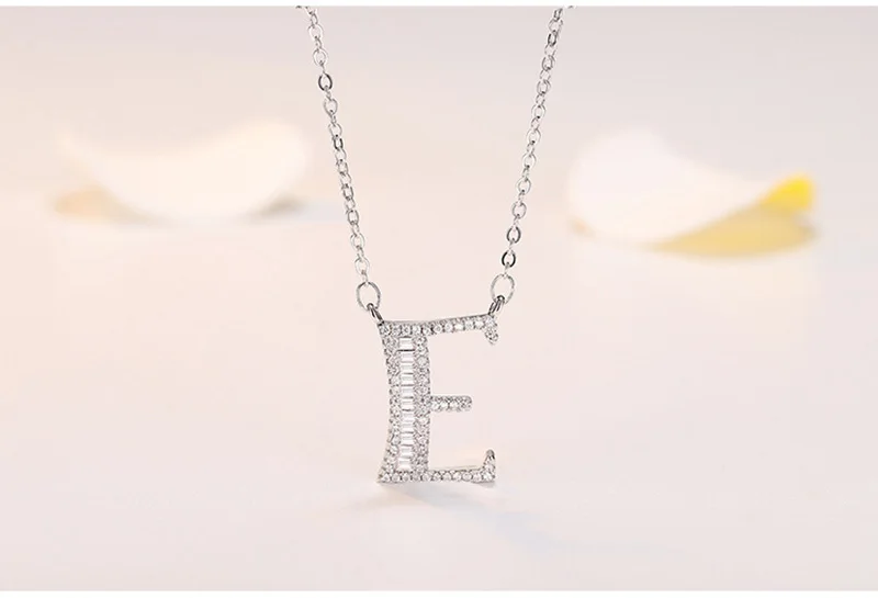 necklace E Модная подвеска с инициалами ожерелье s подвеска со стразами лучший друг подарок милые 26 цепочки с буквами Ожерелье Воротник Имя ювелирные изделия - Окраска металла: necklace E