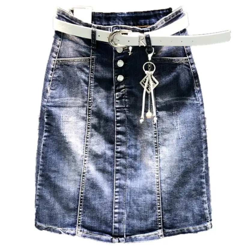 Однобортная юбка трапециевидной формы с завышенной талией | Женская одежда