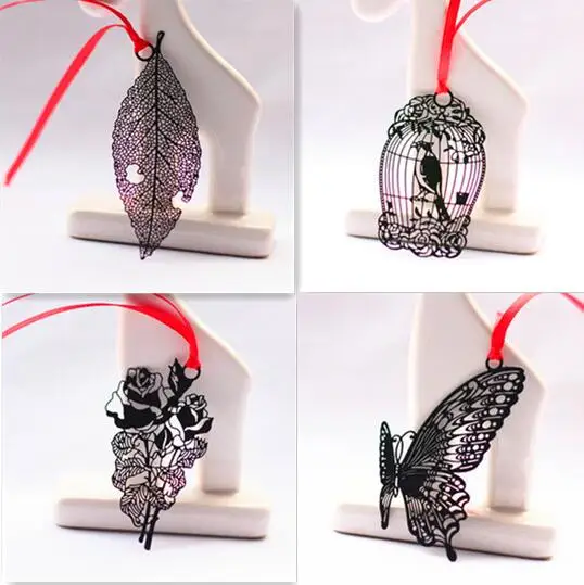 5 шт. нержавеющая сталь черный/розовый/бабочка/лист/клетка Закладка Книжная карта