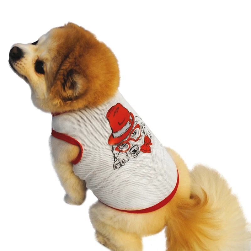 Летняя одежда для собак дышащие сетчатые рубашки с принтом щенков мягкая