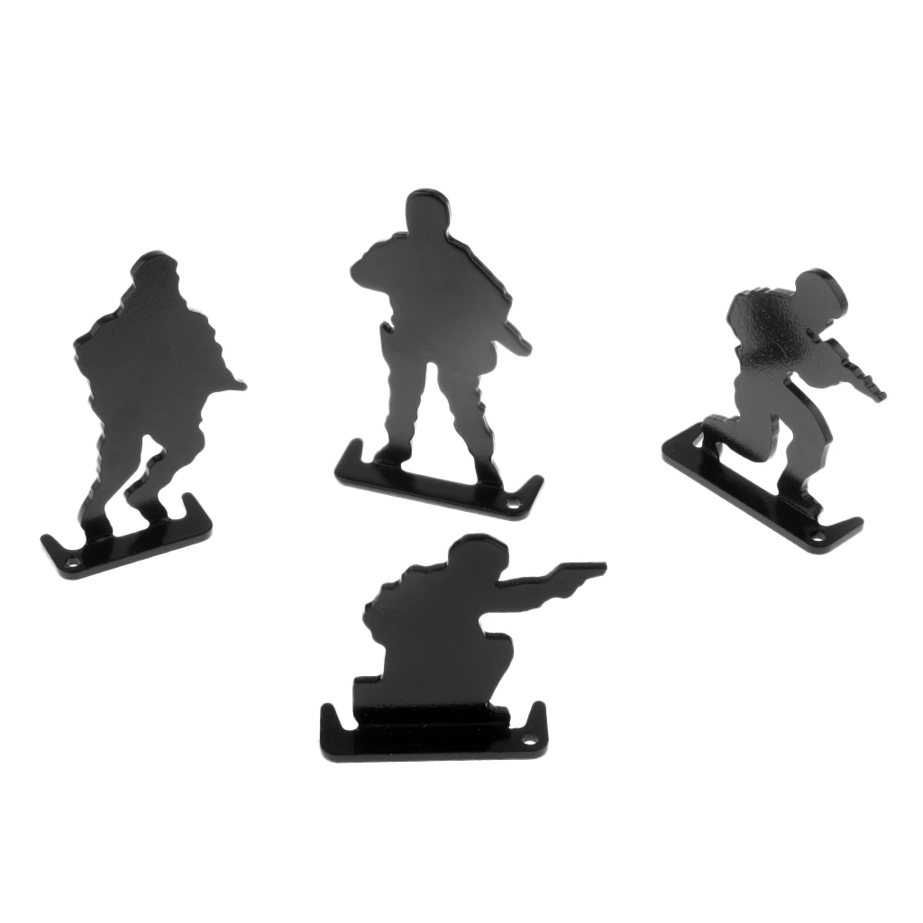 

4 Pieces Metal Shooting Targets Soldiers Pattern Hunting Shooting Accessories Sturdy & Reusable for Practice Trainning
